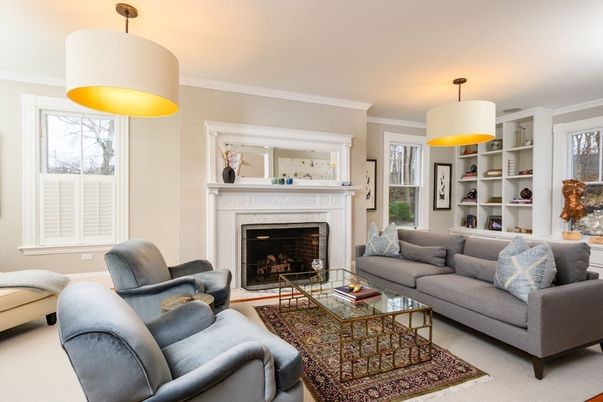 Fireplace, Interior, Living room, Pendant Lights
