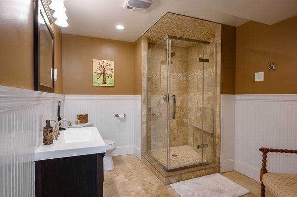 Bathroom, Glass Shower, Interior, Recessed Lighting