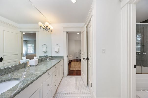 Bathroom, Dual Sink Vanities, Glass Shower, Interior, Recessed Lighting