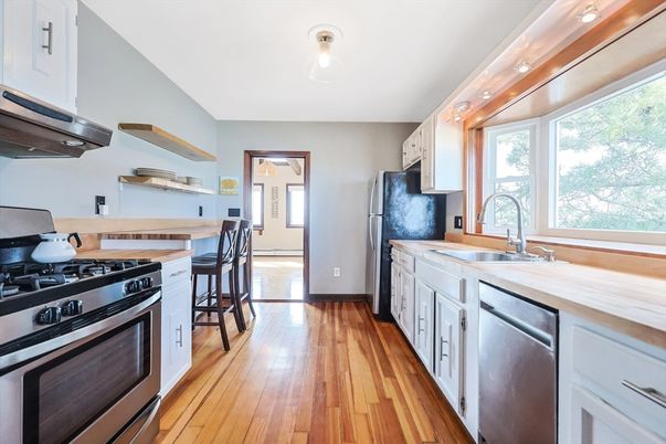 Interior, Kitchen, Stainless Steel Appliances, Wood Texture Flooring