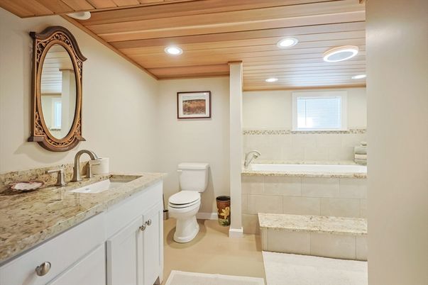 Bathroom, Interior, Recessed Lighting, Wooden Ceilings