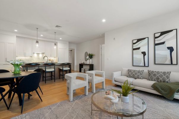 Dining room, Interior, Kitchen, Living room, Pendant Lights, Recessed Lighting, Wood Texture Flooring