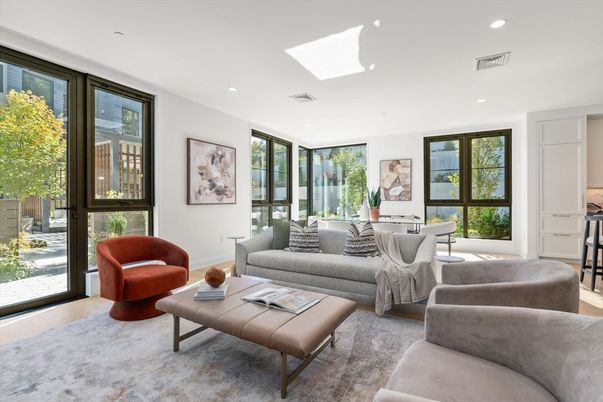 Interior, Living room, Recessed Lighting, Wood Texture Flooring