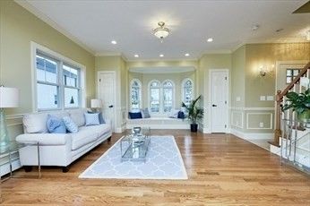 Chandelier, Interior, Living room, Recessed Lighting, Wood Texture Flooring