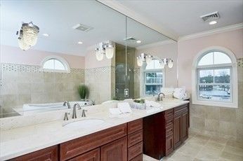 Bathroom, Dual Sink Vanities, Glass Shower, Interior, Recessed Lighting