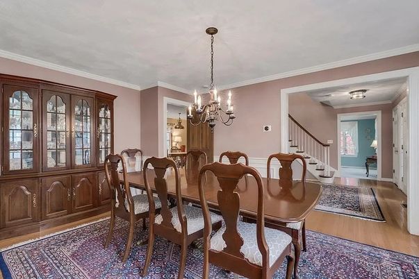 Chandelier, Dining room, Interior, Wood Texture Flooring
