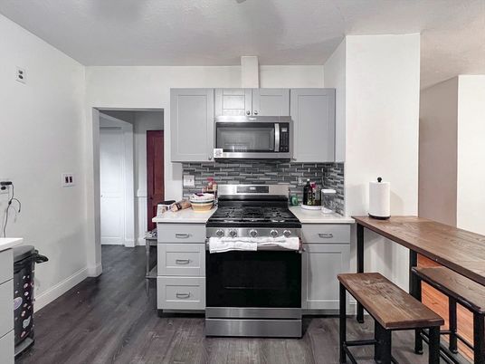 Interior, Kitchen, Stainless Steel Appliances, Wood Texture Flooring