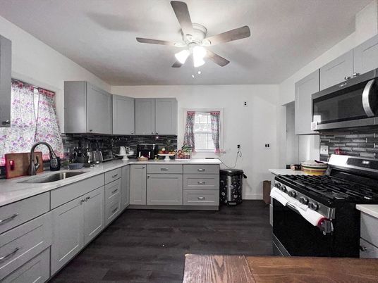 Interior, Kitchen, Stainless Steel Appliances, Wood Texture Flooring
