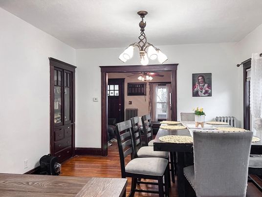 Chandelier, Dining room, Interior, Wood Texture Flooring