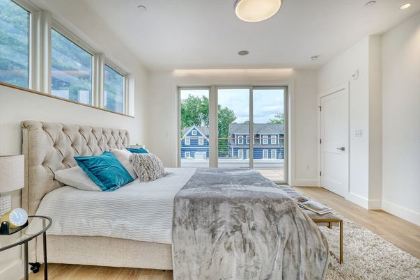 Bedroom, Interior, Recessed Lighting, Water, Wood Texture Flooring