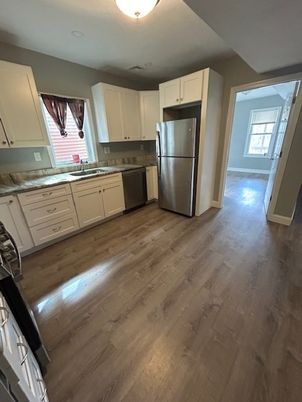 Interior, Kitchen, Stainless Steel Appliances, Wood Texture Flooring