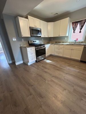 Interior, Kitchen, Stainless Steel Appliances, Wood Texture Flooring