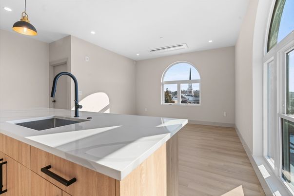 Interior, Kitchen, Pendant Lights, Recessed Lighting, Wood Texture Flooring
