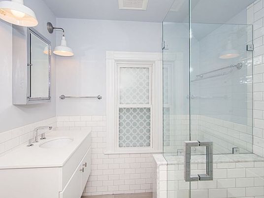 Bathroom, Glass Shower, Interior, Pendant Lights