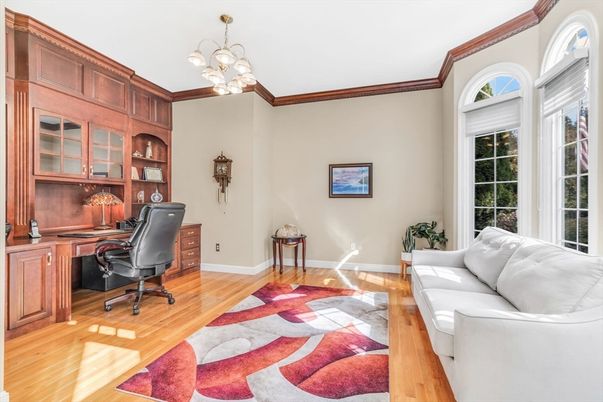 Chandelier, Home Office, Interior, Wood Texture Flooring