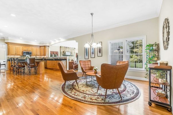 Dining room, Interior, Kitchen, Living room, Pendant Lights, Recessed Lighting, Stainless Steel Appliances, Wood Texture Flooring