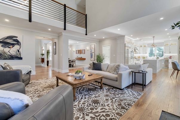 Interior, Kitchen, Living room, Pendant Lights, Recessed Lighting, Wood Texture Flooring