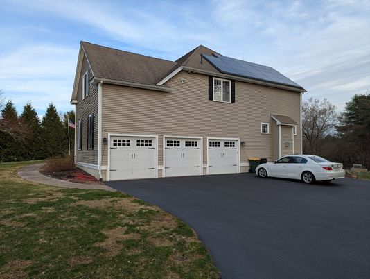 Attached, Exterior, Facade, Solar Panels, Farmhouse