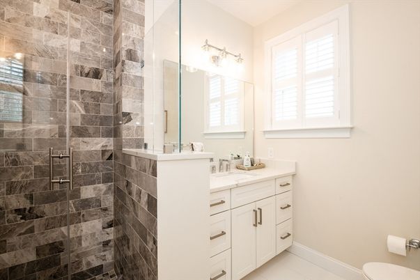 Bathroom, Glass Shower, Interior, Stone Walls