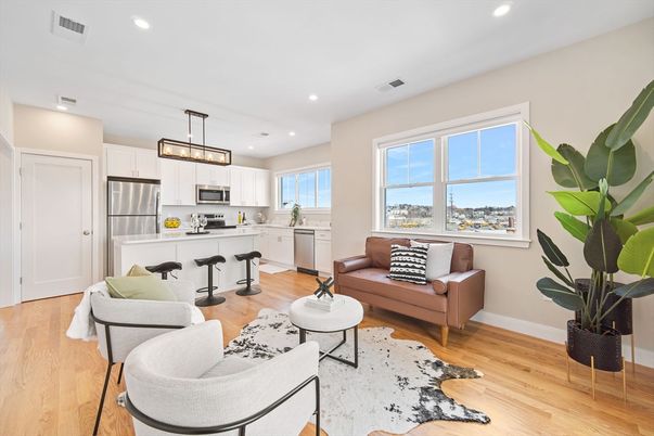 Interior, Kitchen, Living room, Pendant Lights, Recessed Lighting, Stainless Steel Appliances, Wood Texture Flooring