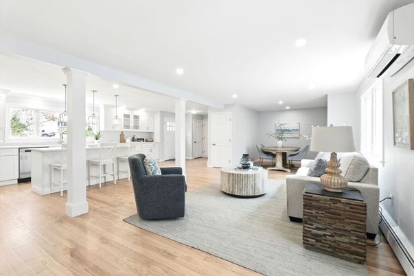 Interior, Kitchen, Living room, Pendant Lights, Recessed Lighting, Wood Texture Flooring
