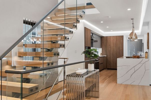 Interior, Kitchen, Pendant Lights, Recessed Lighting, Wood Texture Flooring