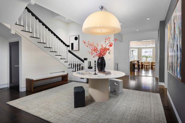 Dining room, Interior, Recessed Lighting, Wood Texture Flooring