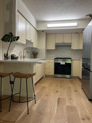 Interior, Kitchen, Stainless Steel Appliances, Wood Texture Flooring