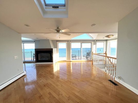 Empty room, Fireplace, Interior, Water, Wood Texture Flooring