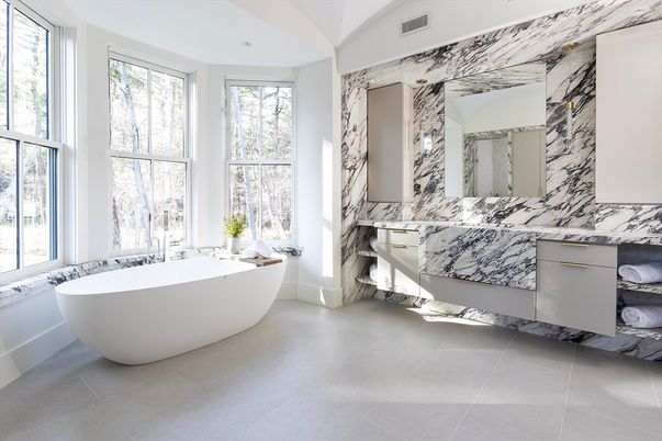 Bathroom, Free Standing Baths, Interior, Marble Walls