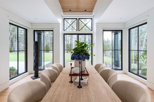 Dining room, Interior, Recessed Lighting, Wooden Ceilings, Wood Texture Flooring