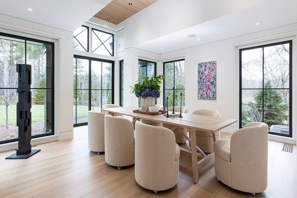 Dining room, Interior, Recessed Lighting, Wooden Ceilings, Wood Texture Flooring