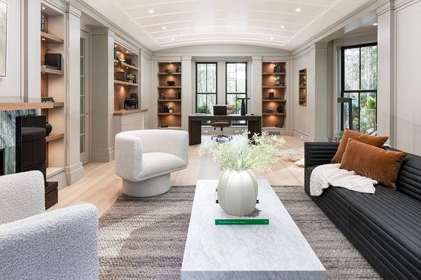 Home Office, Interior, Recessed Lighting, Wood Texture Flooring