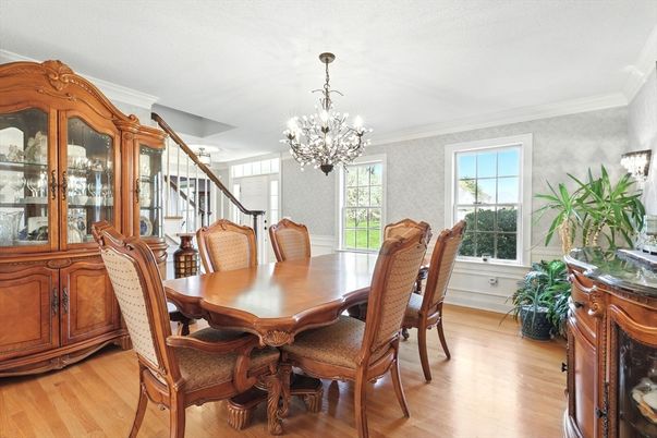 Chandelier, Dining room, Interior, Wood Texture Flooring