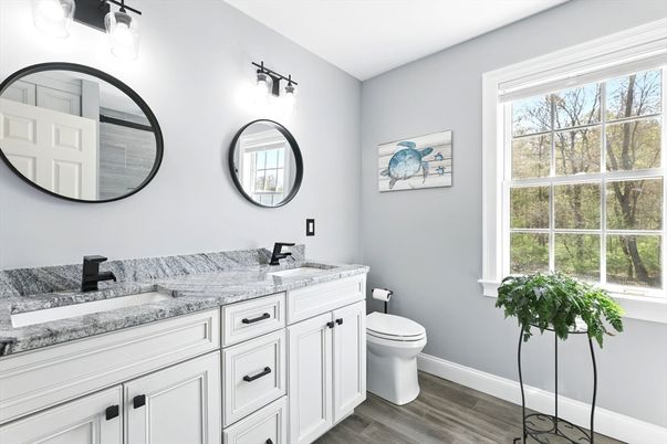 Bathroom, Dual Sink Vanities, Interior, Wood Texture Flooring