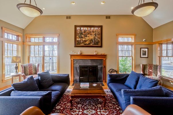 Fireplace, Interior, Living room, Pendant Lights, Recessed Lighting