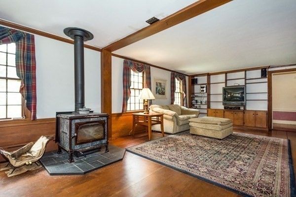 Fireplace, Interior, Living room, Wooden Beams, Wood Texture Flooring