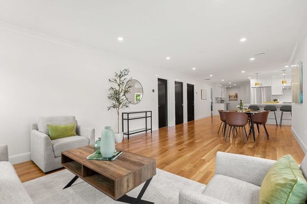 Dining room, Interior, Kitchen, Living room, Pendant Lights, Recessed Lighting, Wood Texture Flooring