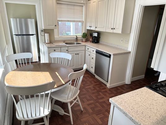 Interior, Kitchen, Stainless Steel Appliances, Wood Texture Flooring