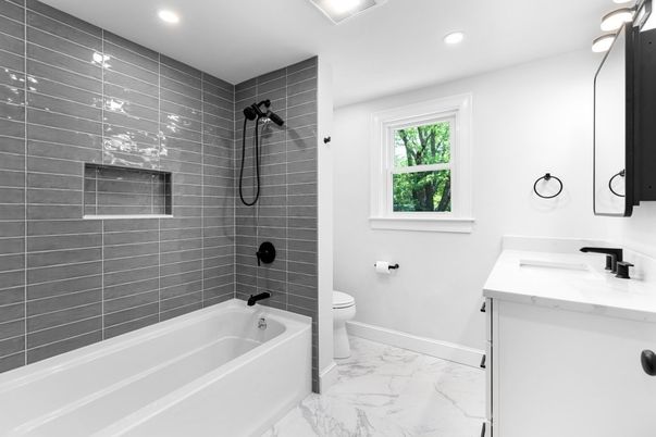 Bathroom, Interior, Marble, Recessed Lighting