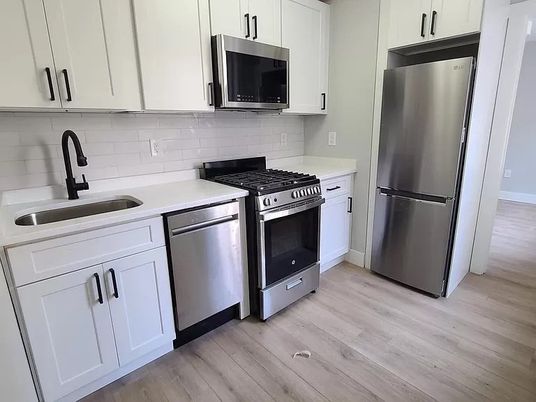 Interior, Kitchen, Stainless Steel Appliances, Wood Texture Flooring