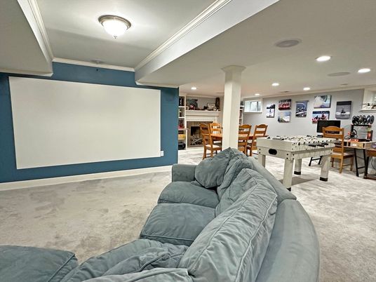 Dining room, Game Room, Interior, Living room, Recessed Lighting