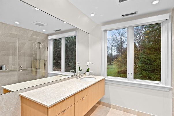 Bathroom, Glass Shower, Interior, Recessed Lighting