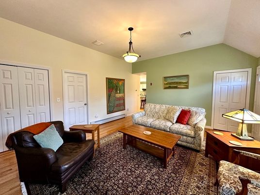 Interior, Living room, Pendant Lights, Wood Texture Flooring