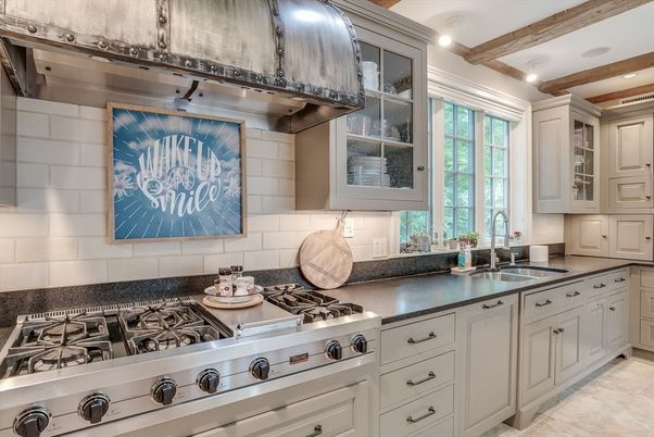 Interior, Kitchen, Recessed Lighting, Stainless Steel Appliances, Wooden Beams