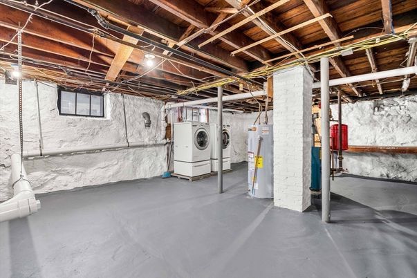 Interior, Stone Walls, Utility Closets, Washer, Wooden Beams