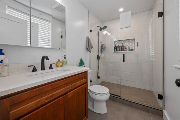 Bathroom, Glass Shower, Interior, Recessed Lighting