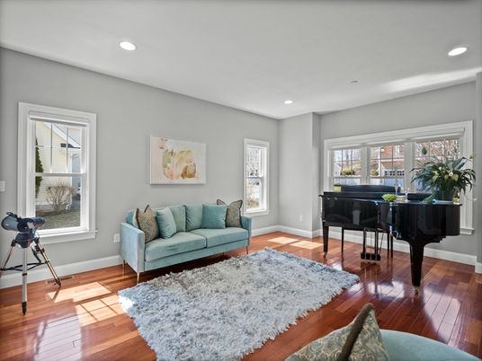 Interior, Living room, Piano, Recessed Lighting, Wood Texture Flooring