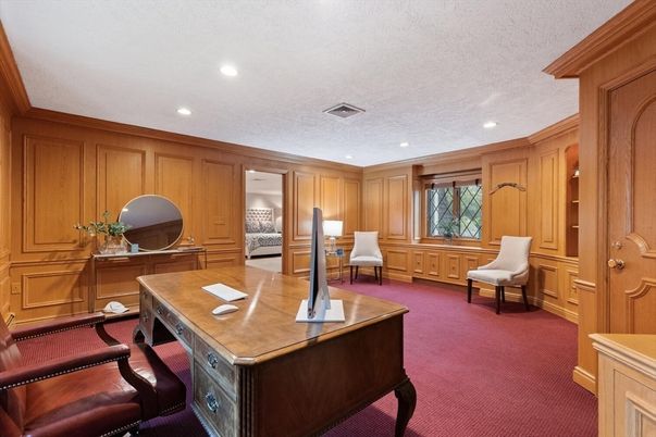 Home Office, Interior, Recessed Lighting, Wooden Walls