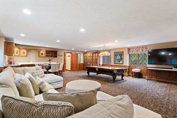 Billiard Table, Dining room, Game Room, Interior, Living room, Pendant Lights, Recessed Lighting
